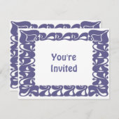 Invitation Bordure violette Art Nouveau Wavy (Devant / Derrière)