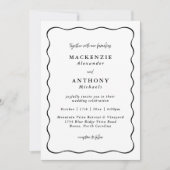 Invitation Bordure Wavy Noir Mariage manuscrit Tout en un (Devant)