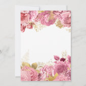 Invitation Bordures florales d'or et de rose 60e anniversaire (Dos)