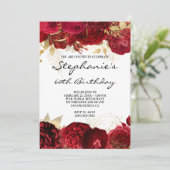 Invitation Bordures florales or et rouge 60e anniversaire (Debout devant)