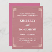 Invitation Bordures Ornat moderne Crepe rose mariage Invitati (Devant / Derrière)