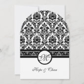 Invitation Bordures vintages en noir Damas (Devant)