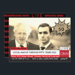 Invitation Boris Johnson 50th Birthday Mens Funny TV News<br><div class="desc">50th Birthday Biden Men's Funny Breaking News TV Graphic Boris Johnson fêtant un anniversaire. La grande nouvelle est en train de se produire. Entièrement modifiable et facile à modifier le texte. Changez la photo et le texte pour convenir à l'occasion. Idéal pour Grads, annonces Mariages, anniversaires, anniversaires, nouvelles pour bébé...</div>