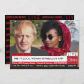 Invitation Boris Johnson Femmes 50e anniversaire Funny TV New (Devant / Derrière)