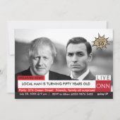 Invitation Boris Johnson Funny TV News 50e anniversaire (Devant)
