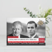 Invitation Boris Johnson Funny TV News 50e anniversaire (Debout devant)