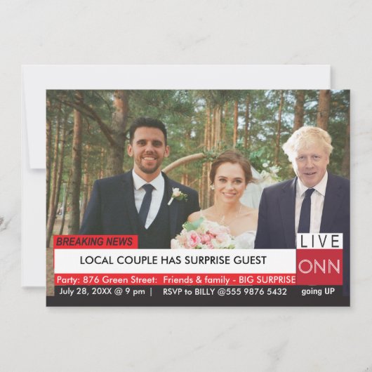 Invitation Boris Johnson INVITÉ DE MARIAGE Nouvelles télévisé (Devant)