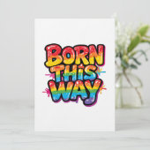Invitation Born This Way – Bold Rainbow Pride Quote for LGBTQ (Debout devant)