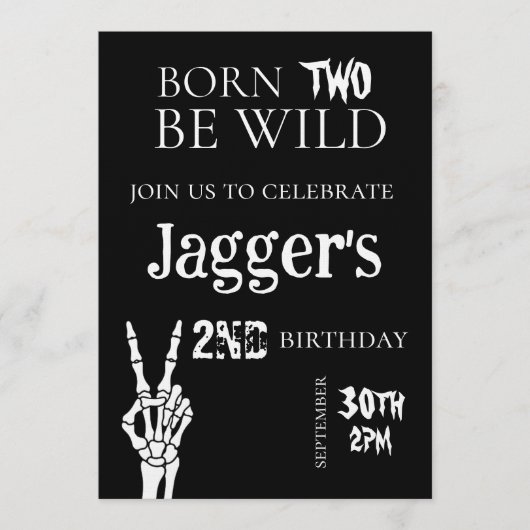 Invitation born TWO be wild. 2nd birthday invite (Devant)