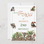 Invitation Born Two Be Wild Baby Safari Birthday Party (Devant)