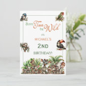 Invitation Born Two Be Wild Baby Safari Birthday Party (Debout devant)