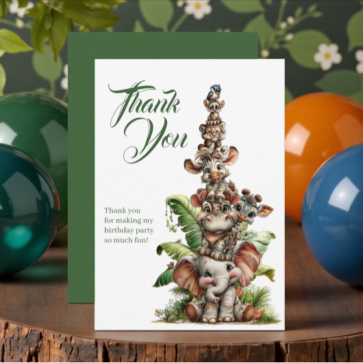 Invitation Born Two Be Wild Safari Birthday Thank You Card