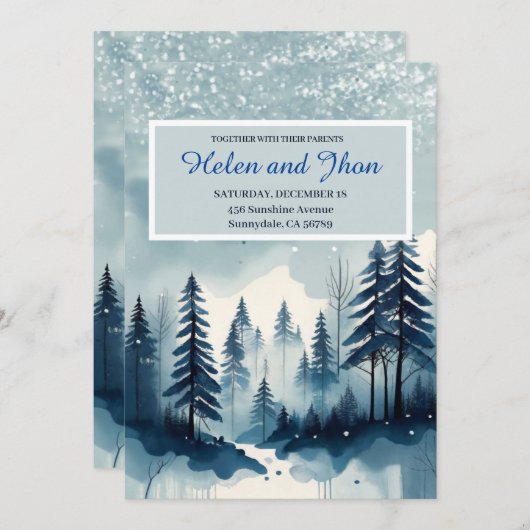 Invitation  Bosque con nieve (Devant / Derrière)