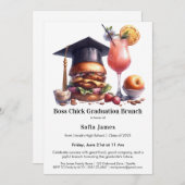 Invitation Boss Chick Graduation Brunch & BBQ (Devant / Derrière)