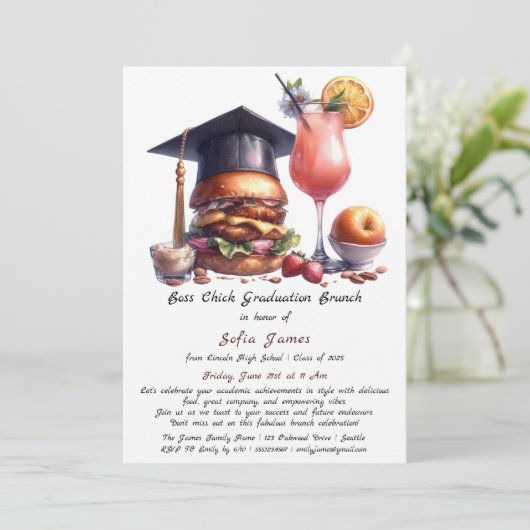 Invitation Boss Chick Graduation Brunch & BBQ (Debout devant)
