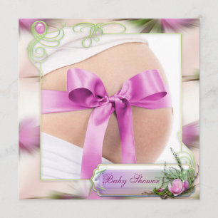 Invitation Bosse de bébé avec le baby shower rose de magnolia