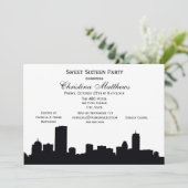 Invitation Boston Black Skyline Silhouette Sweet 16 Party (Debout devant)