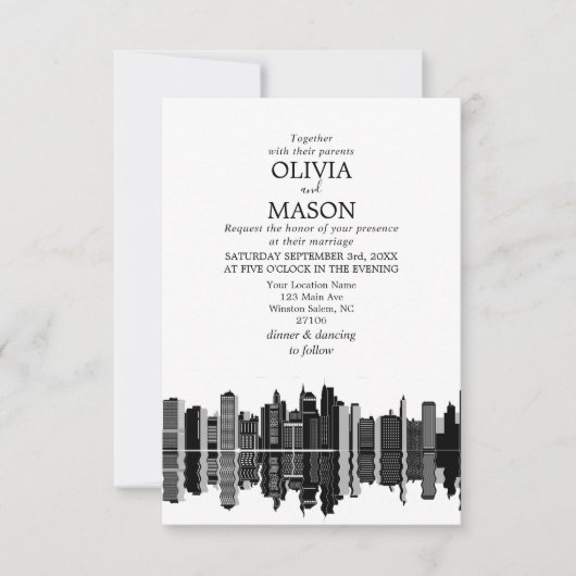 Invitation Boston Ma Skyline Cityscape (Devant)