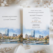 Invitation Boston MA USA City Skyline Mariage