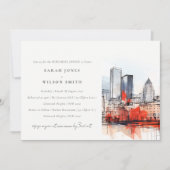 Invitation Boston Massachusetts City Scape Rehearer Dîner (Devant)