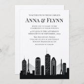Invitation Boston Massachusetts City Skyline Wedding Party (Devant / Derrière)