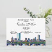 Invitation Boston Skyline #2Col Sweet 16 Party (Debout devant)