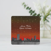 Invitation Boston Skyline Blue Starry Etched Sweet 16 (Debout devant)