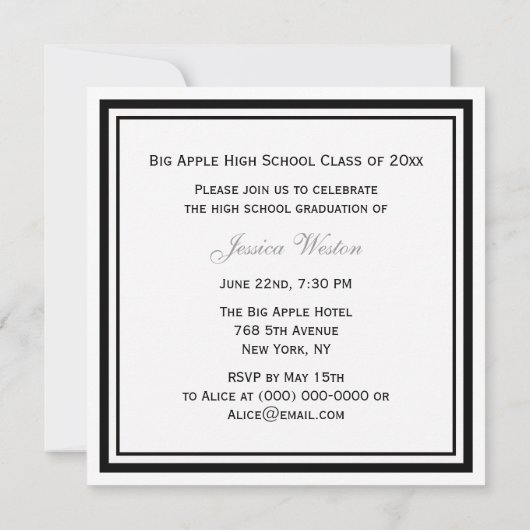 Invitation Boston Skyline Etched Frame de Graduation encadrée (Dos)