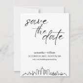 Invitation Boston Skyline MINIMALIST Enregistrer La Date (Devant)