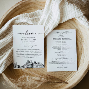 Invitation Boston Skyline Wedding Program 5x7 Flat Card
