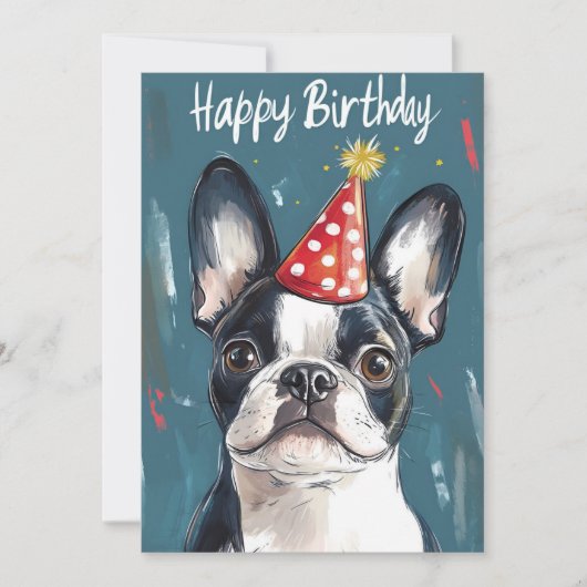 Invitation Boston Terrier Casquette fête d'anniversaire (Devant)