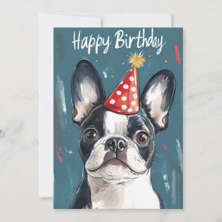 Invitation Boston Terrier Casquette fête d'anniversaire