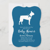 Invitation Boston Terrier Chien Baby shower Blue Boy (Devant)