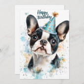 Invitation Boston Terrier fête d'anniversaire (Devant / Derrière)