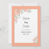 Invitation Botanic coral mint gold spring flora Save The Date (Devant)