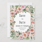 Invitation Botanic pink blossom summer floral Save the Date  (Devant)