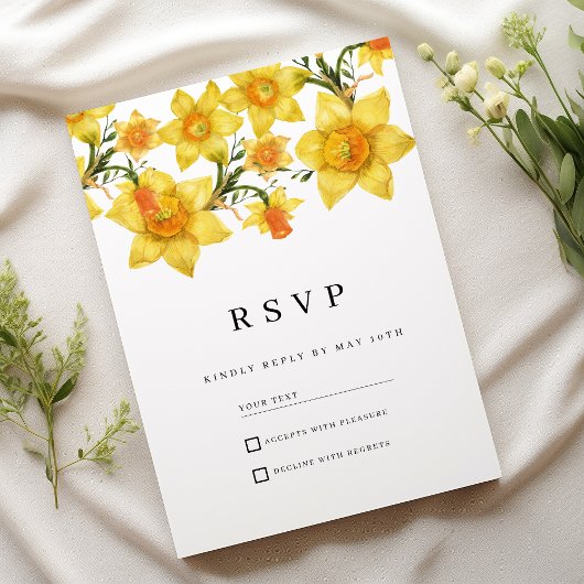Invitation Botanic Spring Golden Daffodil Flowers RSVP