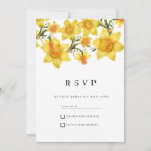 Invitation Botanic Spring Golden Daffodil Flowers RSVP (Devant)