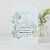 Invitation Botanica moderne; Aqua SeaGlass Gold Wedding Invit (Debout devant)