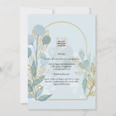 Invitation Botanica moderne; Aqua SeaGlass Gold Wedding Invit (Dos)