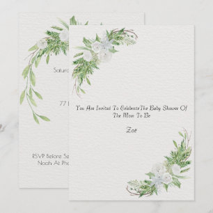 Invitation Botanical And Floral Green Leaves and Flowers Kaar