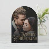 Invitation Botanical Arch Photo Red Christmas Holiday Card (Debout devant)