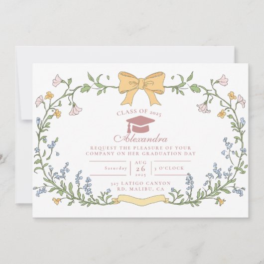 Invitation Botanical Bloom Garden Graduation (Devant)