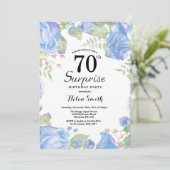 Invitation Botanical Blue Floral Surprise 70e anniversaire (Debout devant)