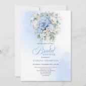 Invitation Botanical Blue Hydrangea Eucalyptus Shower Invitat (Devant)