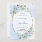 Invitation Botanical Blue Hydrangea Eucalyptus Wedding Invite (Devant)