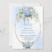 Invitation Botanical Boho Blue Hydrangea Baby Shower Invitati (Devant)