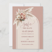 Invitation Botanical Boho Dusty Pink Pampas Save the Date (Devant)