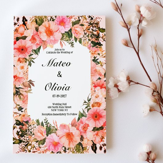 Invitation Botanical colorful blossom floral Wedding