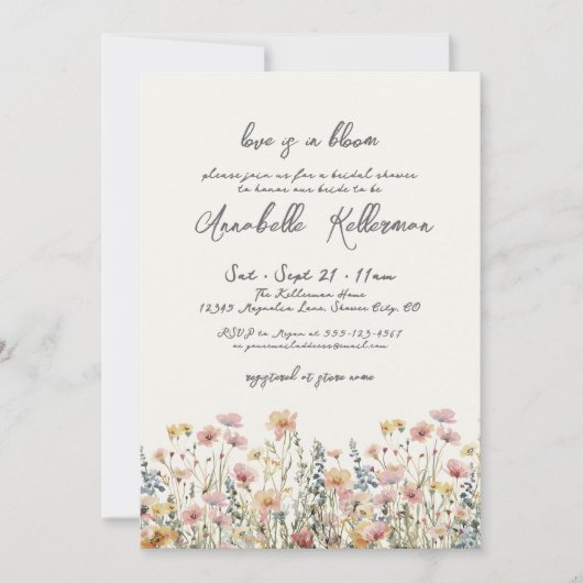 Invitation Botanical Colorful Wildflowers Bridal Shower (Devant)